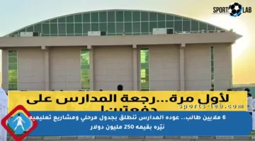 6 ملايين طالب.. عودة المدارس تنطلق بجدول مرحلي ومشاريع تعليمية نيّرة بقيمة 250 مليون دولار
